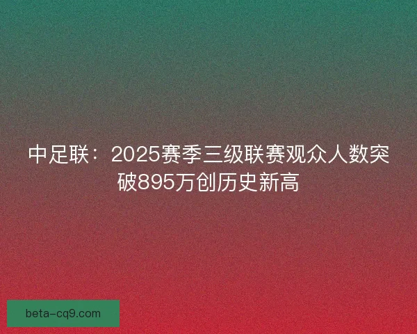 中足联:2025赛季三级联赛观众人数突破895万创历史新高 中足联:2025赛季三级联赛观众人数突破895万创历史新高
