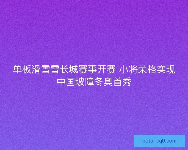 单板滑雪雪长城赛事开赛 小将荣格实现中国坡障冬奥首秀